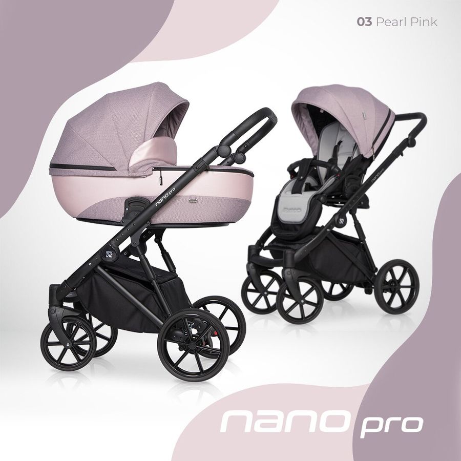 Детская универсальная коляска 2 в 1 Riko Nano Pro 03 Pearl Pink